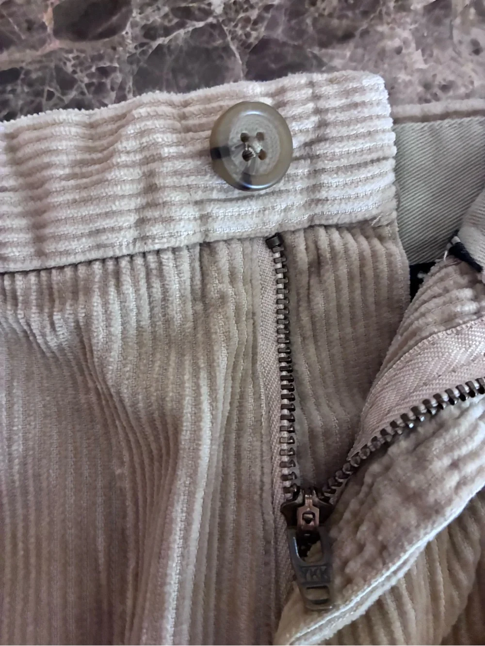 36x32” Men's Corduroy Pleated Cuffed Pants — Light Taupe